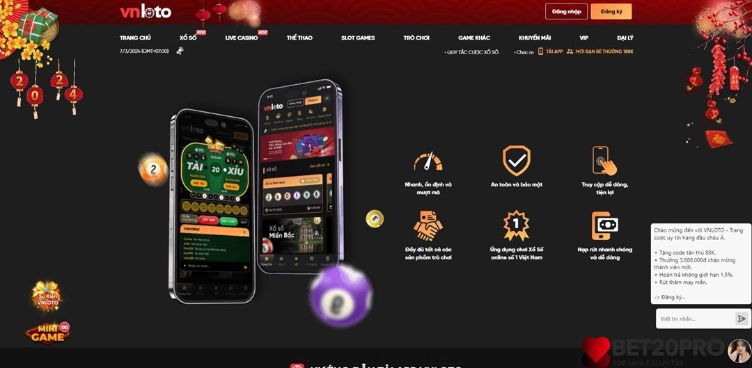 App chơi đề online VNLOTO quen thuộc của game thủ