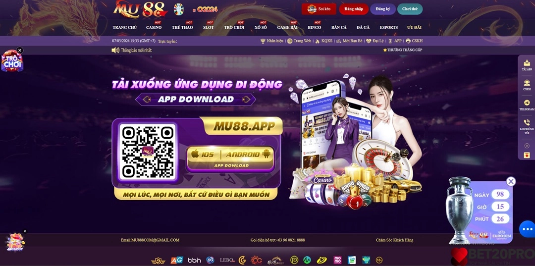 Chơi lô online ăn tiền thật tại áp Mu88