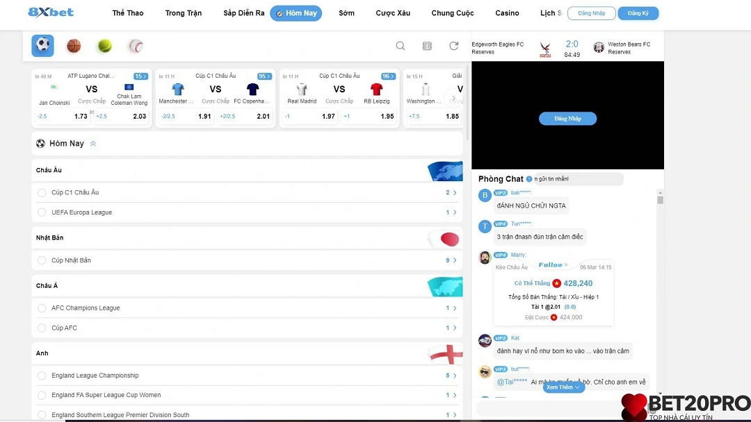 Khuyến mãi thể thao tại trang cá cược bóng đá 8xbet 
