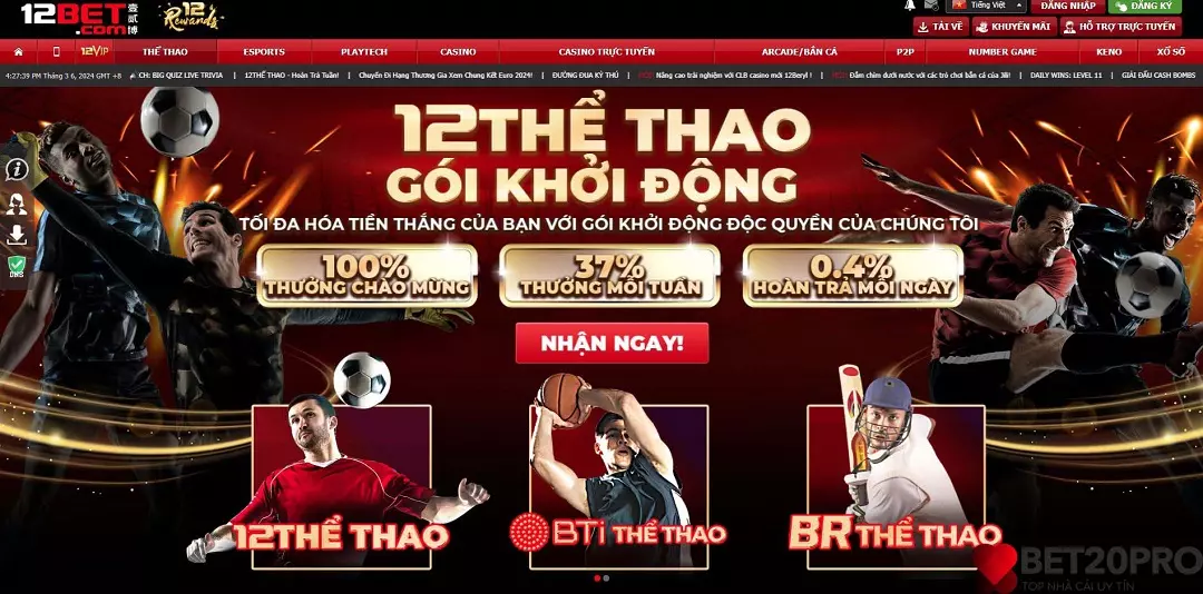 Trang cá cược bóng đá qua mạng trả thưởng sòng phẳng nhất là 12bet