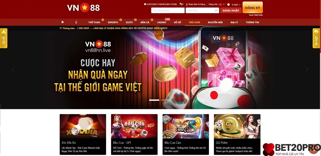 App VN88 là sân chơi xóc đĩa uy tín hàng đầu tại Việt Nam