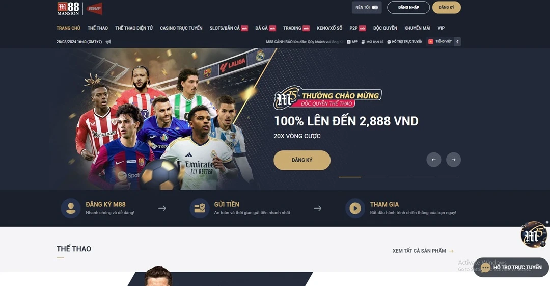 Hệ thống cá cược online M88 an toàn và hợp pháp 